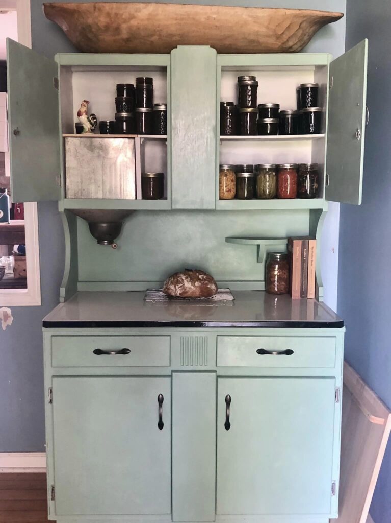vintage Sellers cabinet living her best bread and jam making life