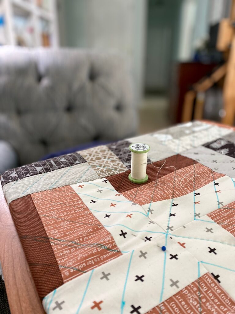 hand quilting in progress